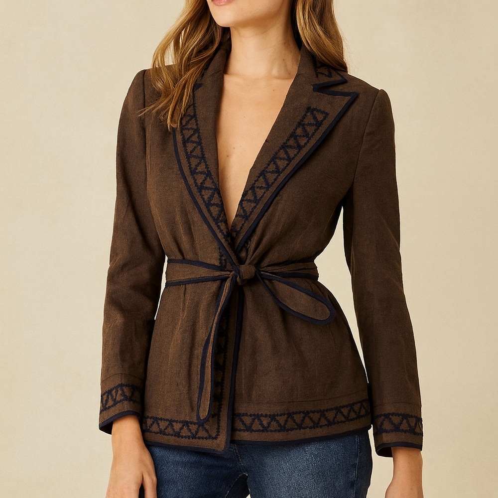 BCBGMaxAzria Olive Green Blazer with Midnight Accents
